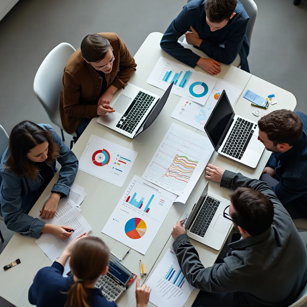 Equipo analizando datos de investigación de mercado